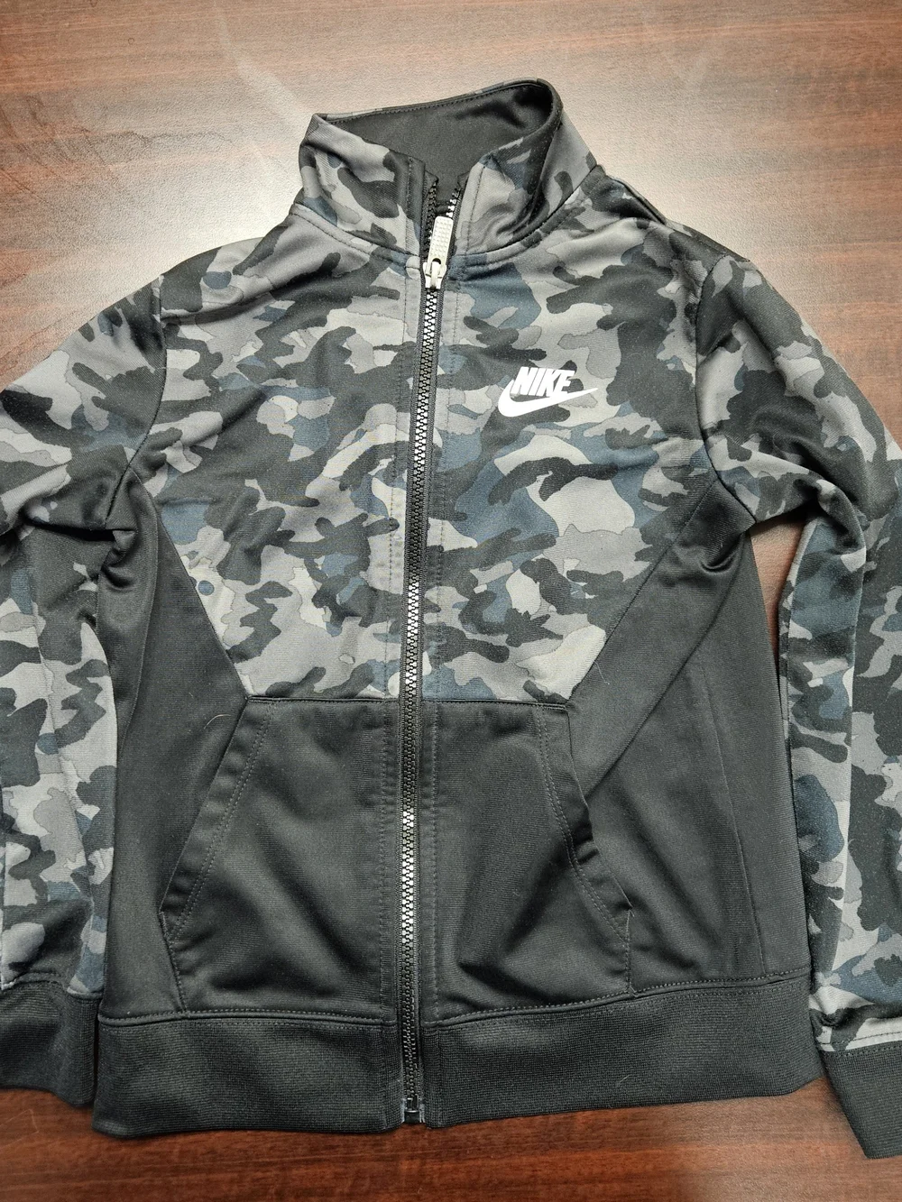 Nike Youth Black & Gray Camo Full-Zip Hoodie Jacket